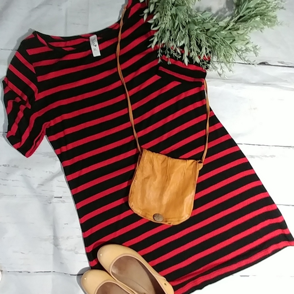 Yala Red and Black Striped Midi Dress